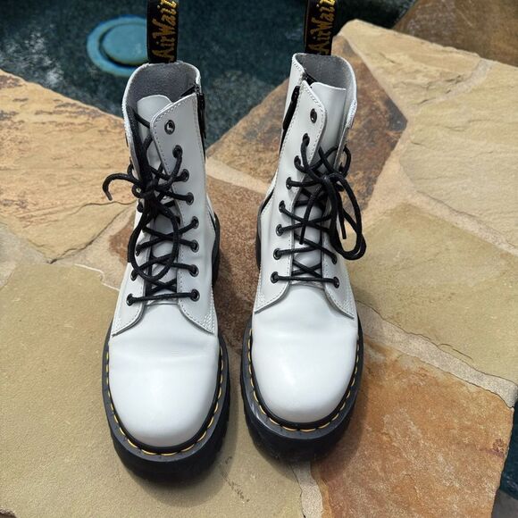 DR. MARTENS JADON NJ004 Quad Retro WOMEN'S BOOTS white polished LEATHER SIZE 8! - Picture 6 of 11